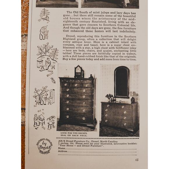 1942 Drexel Southern‎ Highland Furniture Ad - Vintage Home Decor Print Advert - Picture 4 of 6